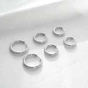 Elegant Silver Hoop Earrings Set (NWT)